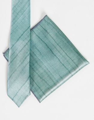 Bolongaro Trevor tie & pocket square in green - ASOS Price Checker