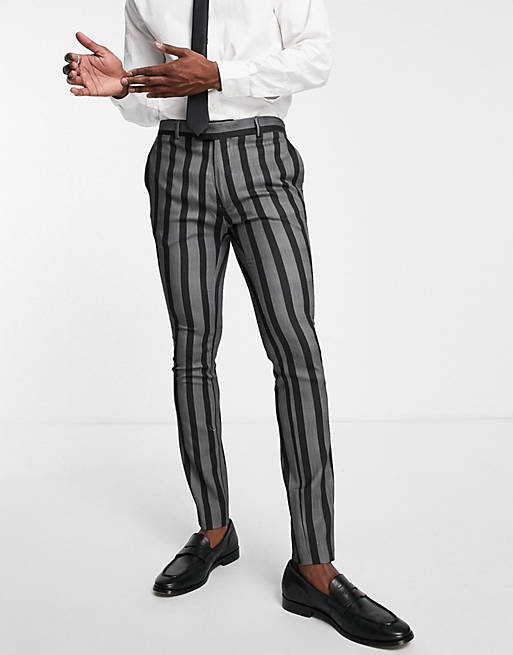 Bolongaro Trevor crepe stripe skinny fit suit trouser