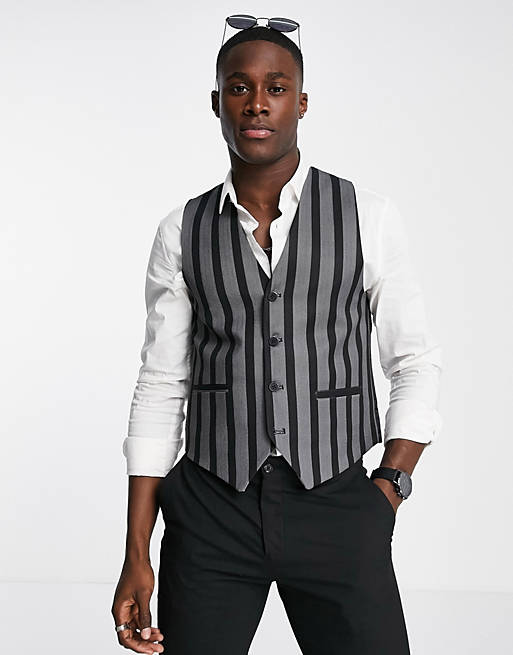 Bolongaro Trevor crepe stripe skinny fit waistcoat