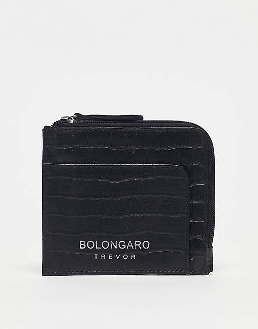Bolongaro Trevor croc card holder in black