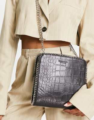 Bolongaro Trevor croc detail crossbody bag in black