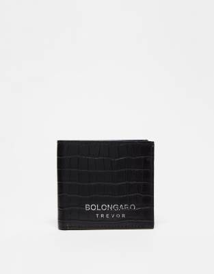 croc print wallet in black