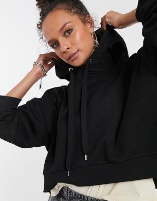 plain black cropped hoodie