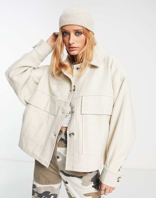 Bolongaro Trevor cropped utililty jacket in beige