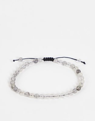 crystal stone skull bracelet in gray