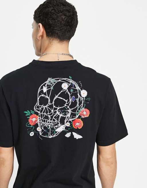 Bolongaro Trevor – Czarny T-shirt oversize z nadrukiem czaszki na plecach