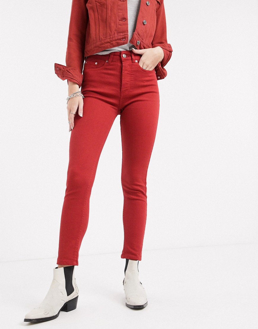 Bolongaro Trevor – Dakota – Skinny jeans med hög midja-Röd