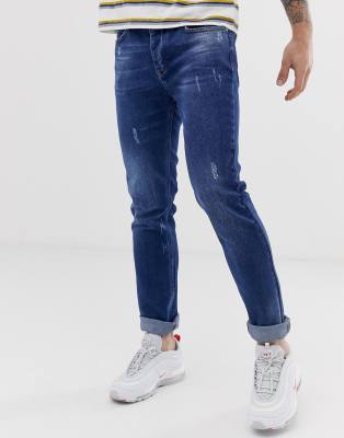 Bolongaro Trevor distressed skinny fit jeans-Blue