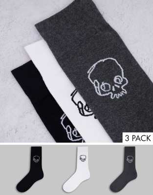 Bolongaro Trevor Bolongaro Trevor doodle skull socks in 3 pack-Multi