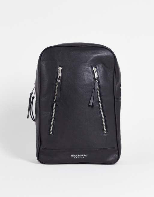 Bolongaro Trevor double smooth leather backpack in black ASOS