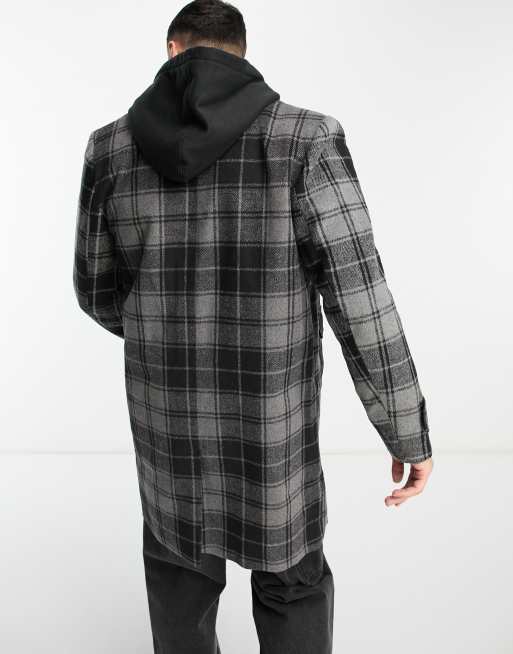 Bolongaro Trevor – Duster-Mantel in Schwarz und Grau kariert mit