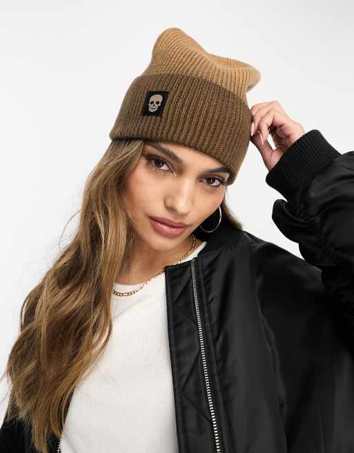 Bolongaro Trevor – Dzianinowa czapka beanie w kolorze brązowej sepii z efektem ombre