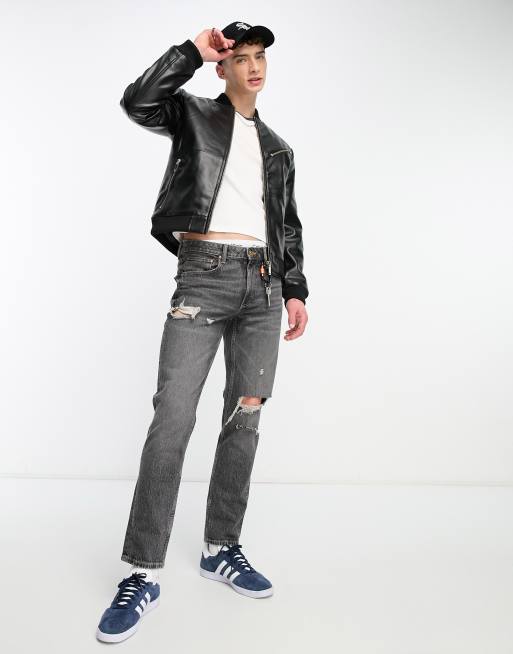 ZARA FAKE LEATHER BOMBER JACKET - ジャケット・アウター