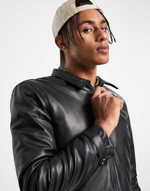 Bolongaro Trevor faux leather bomber jacket in black