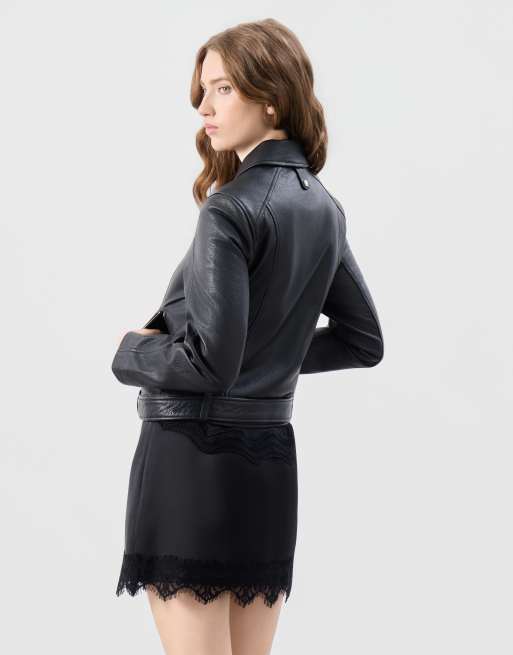 Bolongaro Trevor Faye belted zip through jacket in black grain, 2 of 5