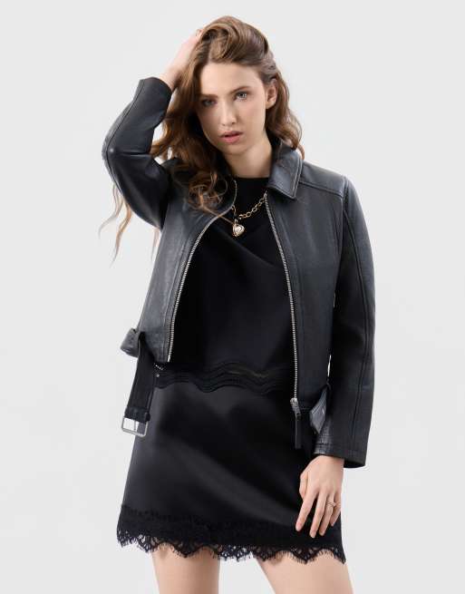 Bolongaro Trevor Faye belted zip through jacket in black grain, 4 of 5