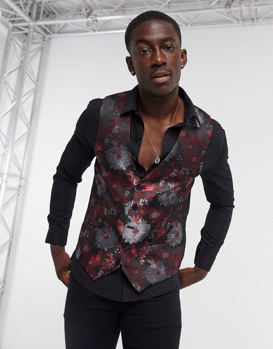 Bolongaro Trevor floral print super skinny vest-Black