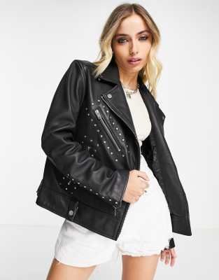 Bolongaro trevor leather biker jacket best sale