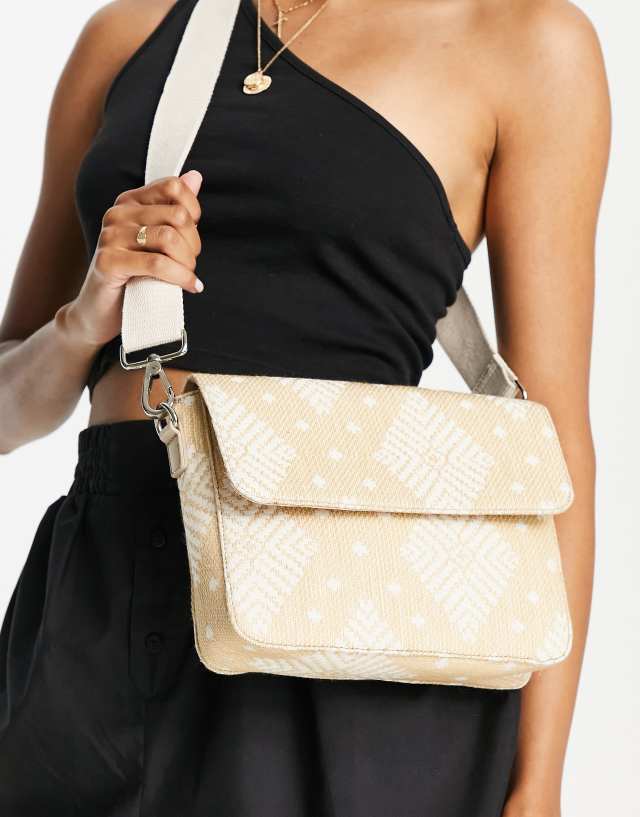 Bolongaro Trevor geo print crossbody bag in natural