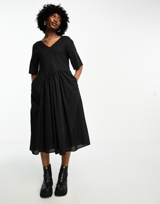 Bolongaro Trevor – Gesmoktes Oversize-Midikleid in Schwarz