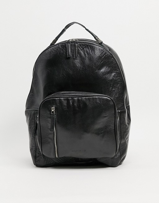 Bolongaro Trevor grain leather backpack in black