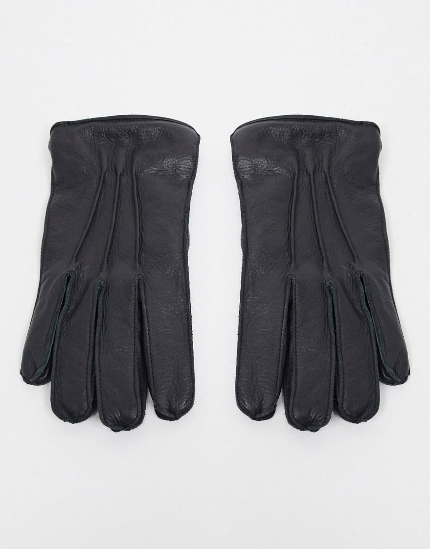 Bolongaro Trevor grain leather gloves-Black