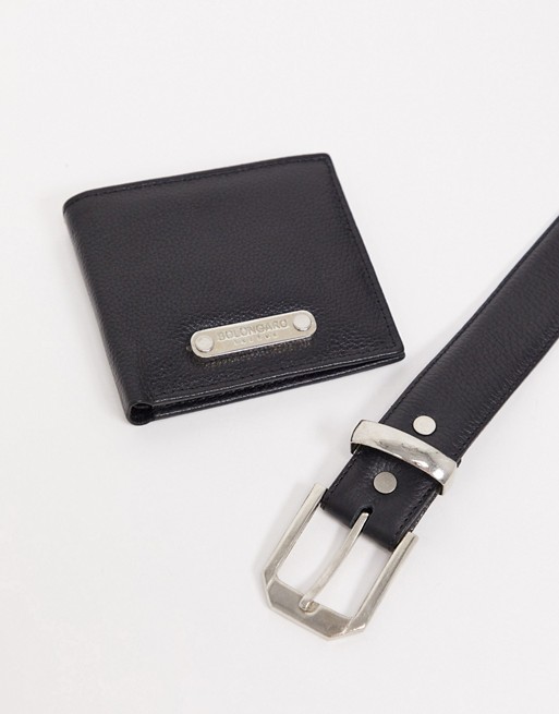 Bolongaro Trevor grain leather wallet & belt gift set