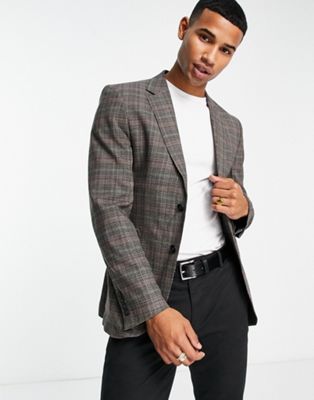 Bolongaro Trevor grey check suit jacket  - ASOS Price Checker
