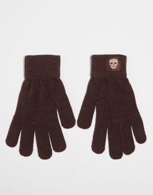 Bolongaro Trevor knitted gloves in sepia brown - ASOS Price Checker