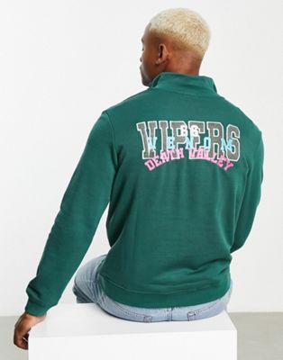 Bolongaro Trevor half zip jumper with back print in dark green - ASOS Price Checker