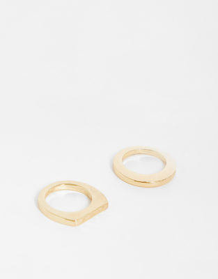 Bolongaro Trevor hammered stacking rings set in gold - ASOS Price Checker