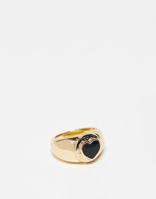 Bolongaro Trevor heart signet ring in antique gold