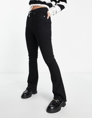 Mango flared jeans with split hem detail in black