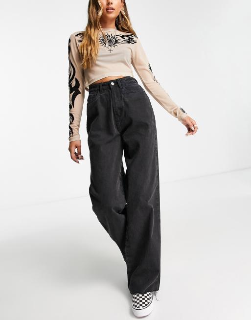 Bolongaro Trevor high waist wide leg 90s jeans in washed black | ASOS