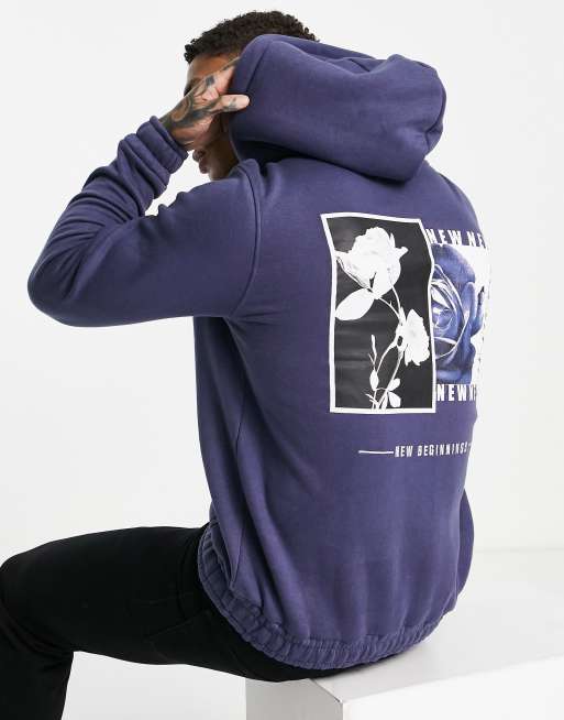 Bolongaro Trevor - Hoodie met print op de achterkant in blauw