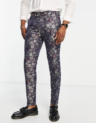 Bolongaro Trevor jacquard floral print suit trouser in multi - ASOS Price Checker