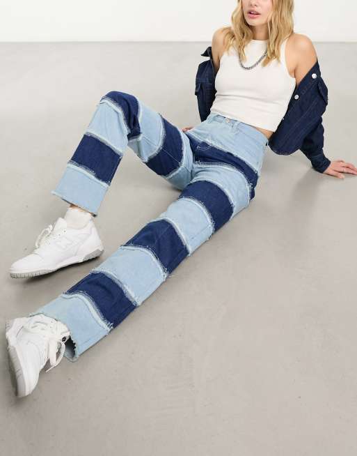 Bolongaro Trevor - Jeans met wijde pijpen en vlakken met franjes in blauw, deel van co-ord set