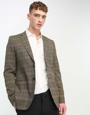 Bolongaro Trevor khaki check suit jacket - Click1Get2 Cyber Monday