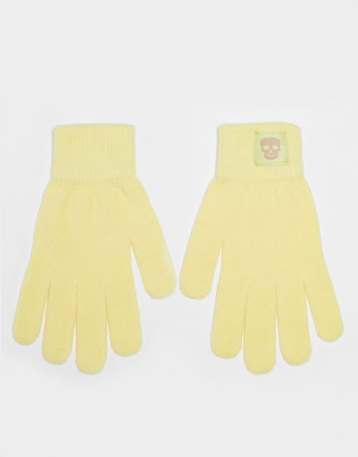 Bolongaro Trevor knitted gloves in butter yellow