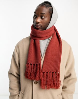 Bolongaro Trevor knitted scarf in chilli red