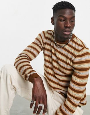 Bolongaro Trevor knitted stripe jumper in brown