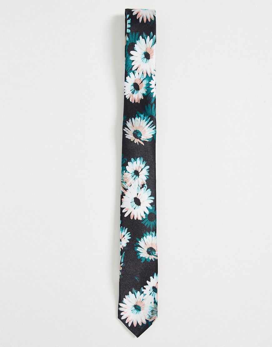 Bolongaro Trevor – Krawatte mit Blumenmuster-Schwarz