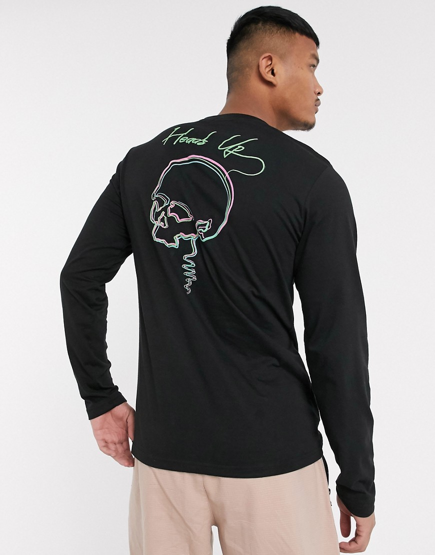 Bolongaro Trevor – Långärmad t-shirt med dödskallemönster baktill-Svart