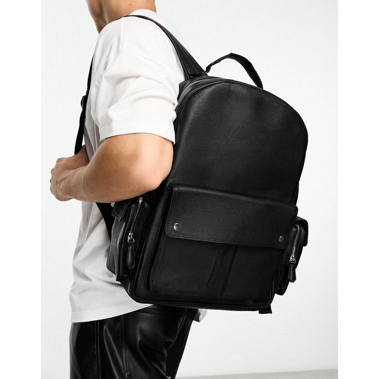Bolongaro Trevor Leather Backpack With Pocket Detail And Gold
