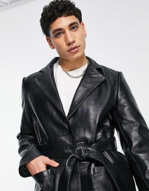 Bolongaro Trevor leather belted duster coat ASOS