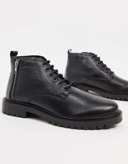 Bolongaro Trevor leather chunky boots with side zip