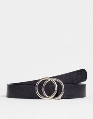 Bolongaro Trevor leather double buckle belt in black
