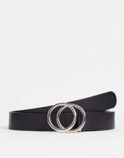 Bolongaro Trevor leather double buckle belt in black | ASOS