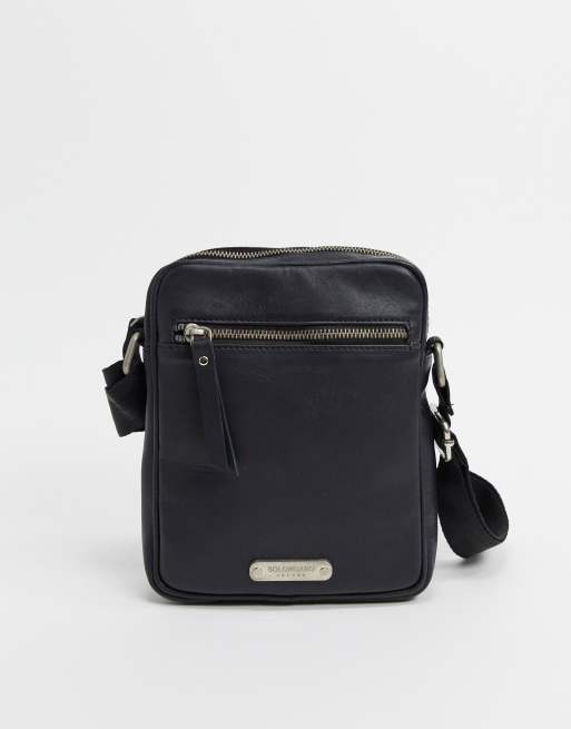 Bolongaro Trevor leather flight bag in black | ASOS