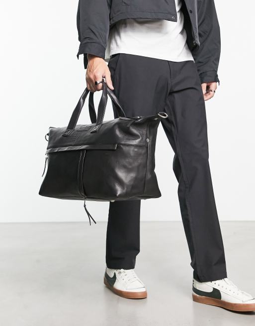 Bolongaro Trevor leather holdall bag in black | ASOS